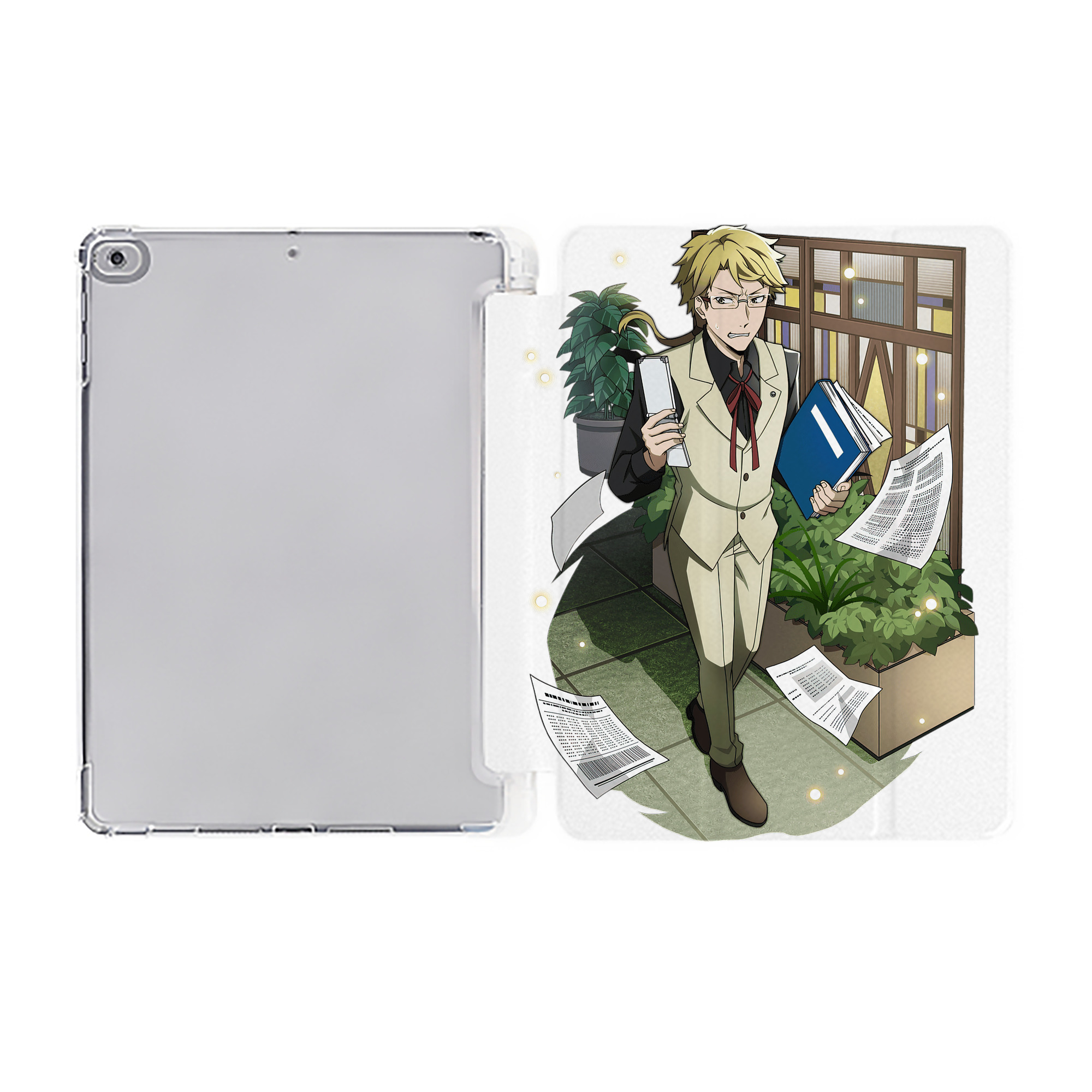 （画像用） 文豪ストレイドッグス Bungo Stray Dogs IPad ケース ペン収納付き 三つ折りスタンド PUレザー×シリコン 対応機種9.5/10.5/10.9インチ